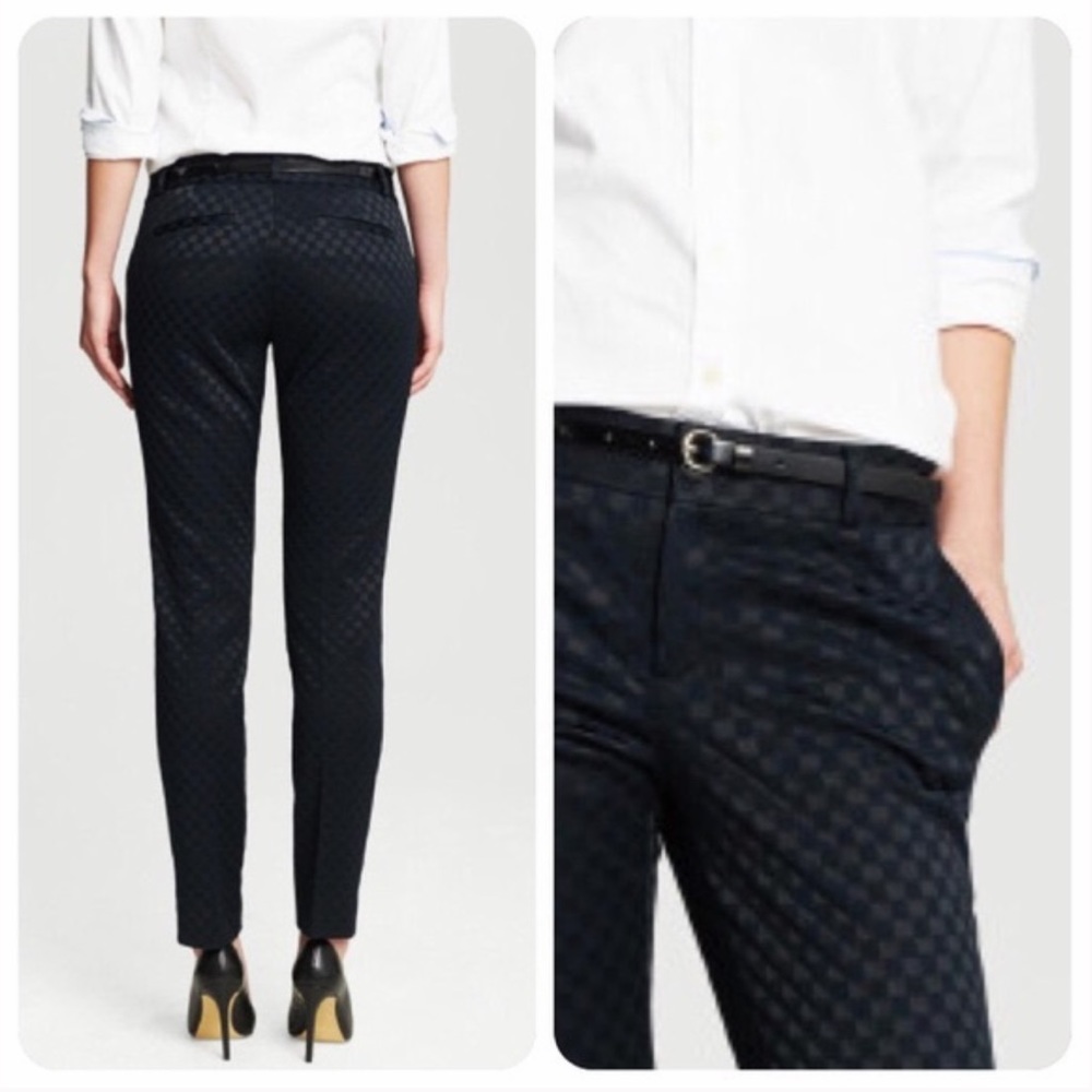 Banana Republic ~ Hampton Navy Check Crop Pants